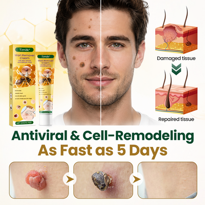 Timilk® Wart Remover Cream with Bee Venom and Salicylic Acid – Skin Tag Removal & Skin Repair Formula for Face and Body🔥（A）