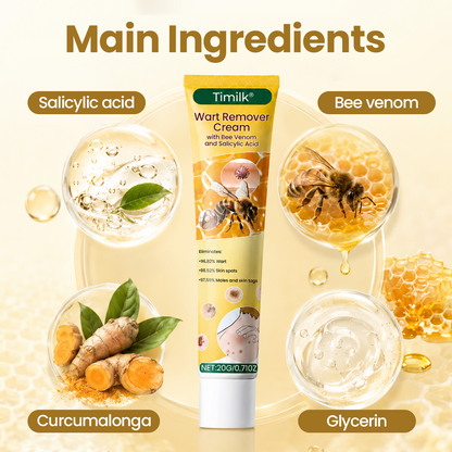 Timilk® Wart Remover Cream with Bee Venom and Salicylic Acid – Skin Tag Removal & Skin Repair Formula for Face and Body🔥（A）