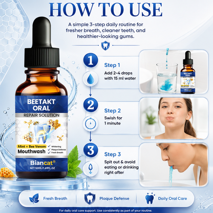 (NEW) Biancat® BeeTakt Oral Repair Solution 🦷 — Bee Venom🐝–Inspired Mouthwash for Gumline Care, Plaque Defense & Fresher Breath