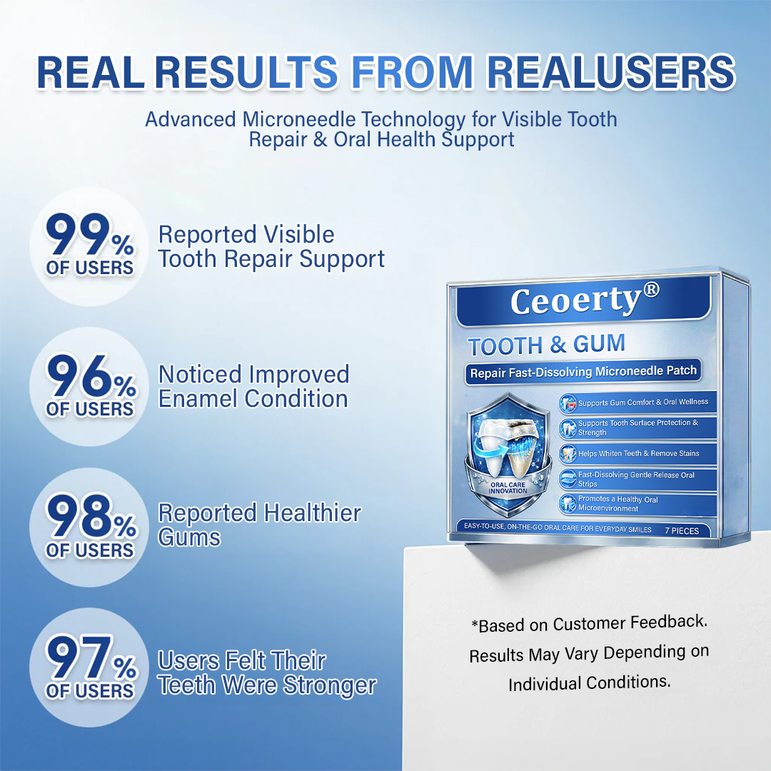 (NEW)Ceoerty® Tooth & Gum Repair Fast-Dissolving Microneedle Patch✨ (𝟓-𝐢𝐧-𝟏 💎 𝐑𝐞𝐛𝐮𝐢𝐥𝐝 𝐄𝐧𝐚𝐦𝐞𝐥 & 𝐃𝐞𝐧𝐭𝐢𝐧 • 𝐒𝐭𝐫𝐞𝐧𝐠𝐭𝐡𝐞𝐧 𝐆𝐮𝐦𝐬 • 𝐄𝐫𝐚𝐝𝐢𝐜𝐚𝐭𝐞 𝐓𝐚𝐫𝐭𝐚𝐫 & 𝐎𝐝𝐨𝐫 • 𝐖𝐡𝐢𝐭𝐞𝐧𝐢𝐧𝐠 • 𝐒𝐭𝐨𝐩 𝐓𝐨𝐨𝐭𝐡 𝐒𝐞𝐧𝐬𝐢𝐭𝐢𝐯𝐢𝐭𝐲)🔥🔥（A）