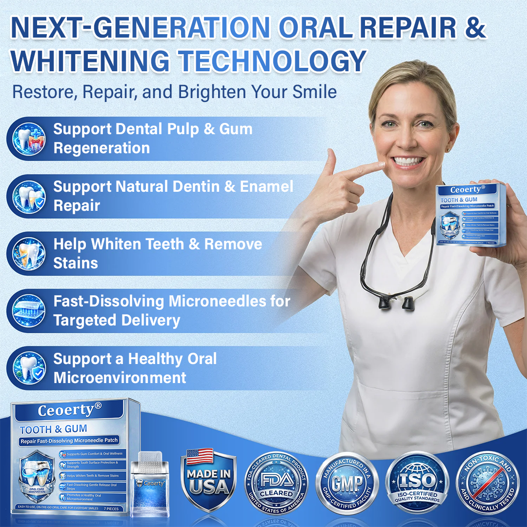 (NEW)Ceoerty® Tooth & Gum Repair Fast-Dissolving Microneedle Patch✨ (𝟓-𝐢𝐧-𝟏 💎 𝐑𝐞𝐛𝐮𝐢𝐥𝐝 𝐄𝐧𝐚𝐦𝐞𝐥 & 𝐃𝐞𝐧𝐭𝐢𝐧 • 𝐒𝐭𝐫𝐞𝐧𝐠𝐭𝐡𝐞𝐧 𝐆𝐮𝐦𝐬 • 𝐄𝐫𝐚𝐝𝐢𝐜𝐚𝐭𝐞 𝐓𝐚𝐫𝐭𝐚𝐫 & 𝐎𝐝𝐨𝐫 • 𝐖𝐡𝐢𝐭𝐞𝐧𝐢𝐧𝐠 • 𝐒𝐭𝐨𝐩 𝐓𝐨𝐨𝐭𝐡 𝐒𝐞𝐧𝐬𝐢𝐭𝐢𝐯𝐢𝐭𝐲)🔥🔥