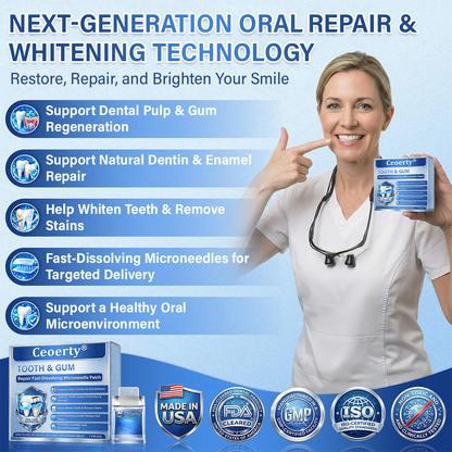 (NEW)Ceoerty® Tooth & Gum Repair Fast-Dissolving Microneedle Patch✨ (𝟓-𝐢𝐧-𝟏 💎 𝐑𝐞𝐛𝐮𝐢𝐥𝐝 𝐄𝐧𝐚𝐦𝐞𝐥 & 𝐃𝐞𝐧𝐭𝐢𝐧 • 𝐒𝐭𝐫𝐞𝐧𝐠𝐭𝐡𝐞𝐧 𝐆𝐮𝐦𝐬 • 𝐄𝐫𝐚𝐝𝐢𝐜𝐚𝐭𝐞 𝐓𝐚𝐫𝐭𝐚𝐫 & 𝐎𝐝𝐨𝐫 • 𝐖𝐡𝐢𝐭𝐞𝐧𝐢𝐧𝐠 • 𝐒𝐭𝐨𝐩 𝐓𝐨𝐨𝐭𝐡 𝐒𝐞𝐧𝐬𝐢𝐭𝐢𝐯𝐢𝐭𝐲)🔥🔥（A）