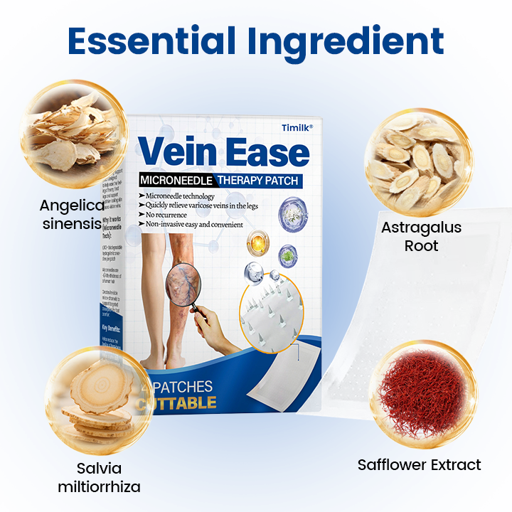 Timilk® Vein Ease Microneedle Therapy Patch - Fast ⚡Effective 💪 and Non-Invasive 🚫 Treatment for Varicose Veins & Leg Swelling 👣(A)