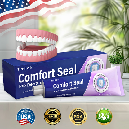 LIMITED SPECIAL OFFER 🔥 Timilk® Comfort Seal Pro Denture Adhesive🦷💜FDA Certified (Clinically Proven 96-   Hour Lock Hold for   Secure, Comfortable &   Zinc-Free Denture Fit)