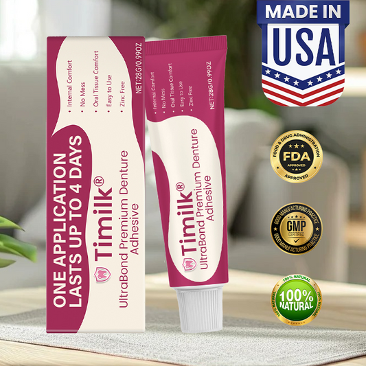 Timilk® UltraBond Premium Denture Adhesive 🔥 FDA Certified (Clinically Proven 4-Day Hold for Secure, Comfortable & Zinc-Free Denture Fit 🦷) 🔥（A）