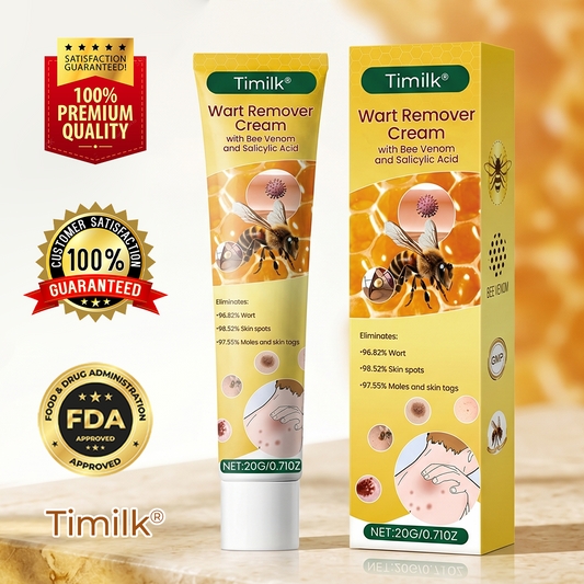 Timilk® Wart Remover Cream with Bee Venom and Salicylic Acid – Skin Tag Removal & Skin Repair Formula for Face and Body🔥（A）