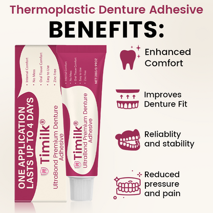 Timilk® UltraBond Premium Denture Adhesive 🔥 FDA Certified (Clinically Proven 4-Day Hold for Secure, Comfortable & Zinc-Free Denture Fit 🦷)(A)