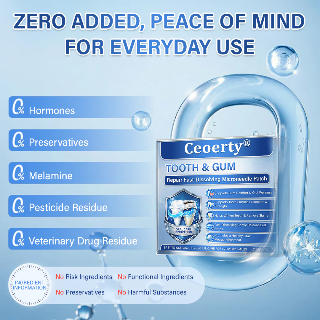 (NEW)Ceoerty® Tooth & Gum Repair Fast-Dissolving Microneedle Patch✨ (𝟓-𝐢𝐧-𝟏 💎 𝐑𝐞𝐛𝐮𝐢𝐥𝐝 𝐄𝐧𝐚𝐦𝐞𝐥 & 𝐃𝐞𝐧𝐭𝐢𝐧 • 𝐒𝐭𝐫𝐞𝐧𝐠𝐭𝐡𝐞𝐧 𝐆𝐮𝐦𝐬 • 𝐄𝐫𝐚𝐝𝐢𝐜𝐚𝐭𝐞 𝐓𝐚𝐫𝐭𝐚𝐫 & 𝐎𝐝𝐨𝐫 • 𝐖𝐡𝐢𝐭𝐞𝐧𝐢𝐧𝐠 • 𝐒𝐭𝐨𝐩 𝐓𝐨𝐨𝐭𝐡 𝐒𝐞𝐧𝐬𝐢𝐭𝐢𝐯𝐢𝐭𝐲)🔥🔥（A）