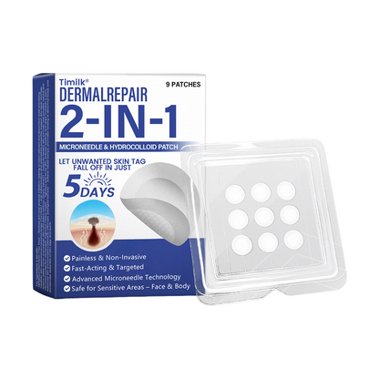 🔥Timilk® DermalRepair 2-in-1 Microneedle & Hydrocolloid Patch 💉| Raised Moles, Acne, Flat Warts & Skin Tags Remover | Improves Wrinkles, Scars & Blemishes | Invisible Pimple Patches for Face & Body💎🔥（A）