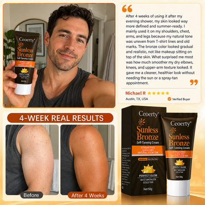Ceoerty® Sunless Bronze Self-Tanning Cream🥕✨No-Sun Natural Bronze Glow with DHA + Beta-Carotene for Streak-Free, Non-Orange, Hydrating Tan & Smoother-Looking Uneven Skin🔥（A）